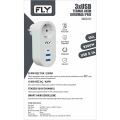 FLY 3400-01 AKIM KORUMALI 3 USB ÇIKIŞ HIZLI ŞARJLI TOPRAKLI PRİZ