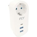 FLY 3400-01 AKIM KORUMALI 3 USB ÇIKIŞ HIZLI ŞARJLI TOPRAKLI PRİZ