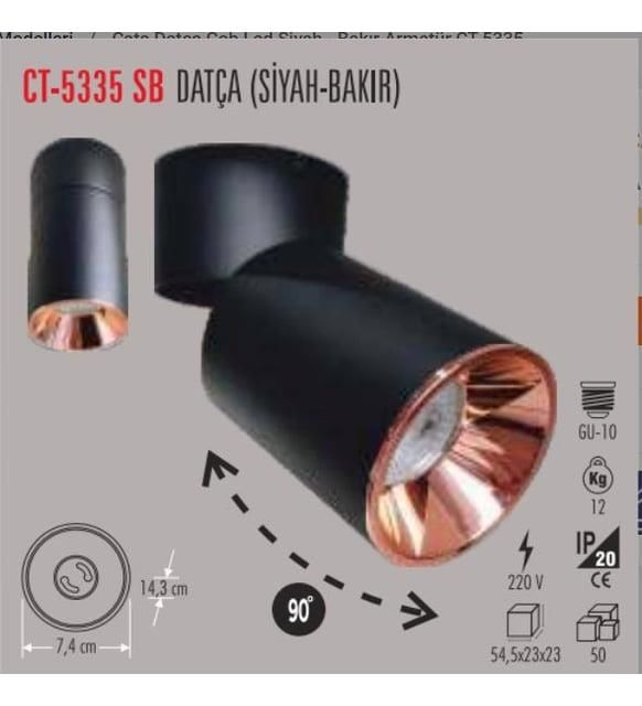 CATA CT-5335 DATÇA SİYAH KASA+PLATİN RAY SPOT GU-10 DUYLU