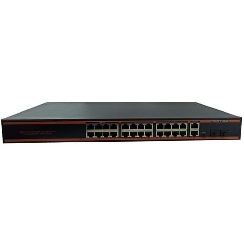 Nova ND1P2404LFGX 24 Port Poe Switch 10/100 Mbps 2 Port 10/100/1000 Mbps Uplink 2 Port SFP