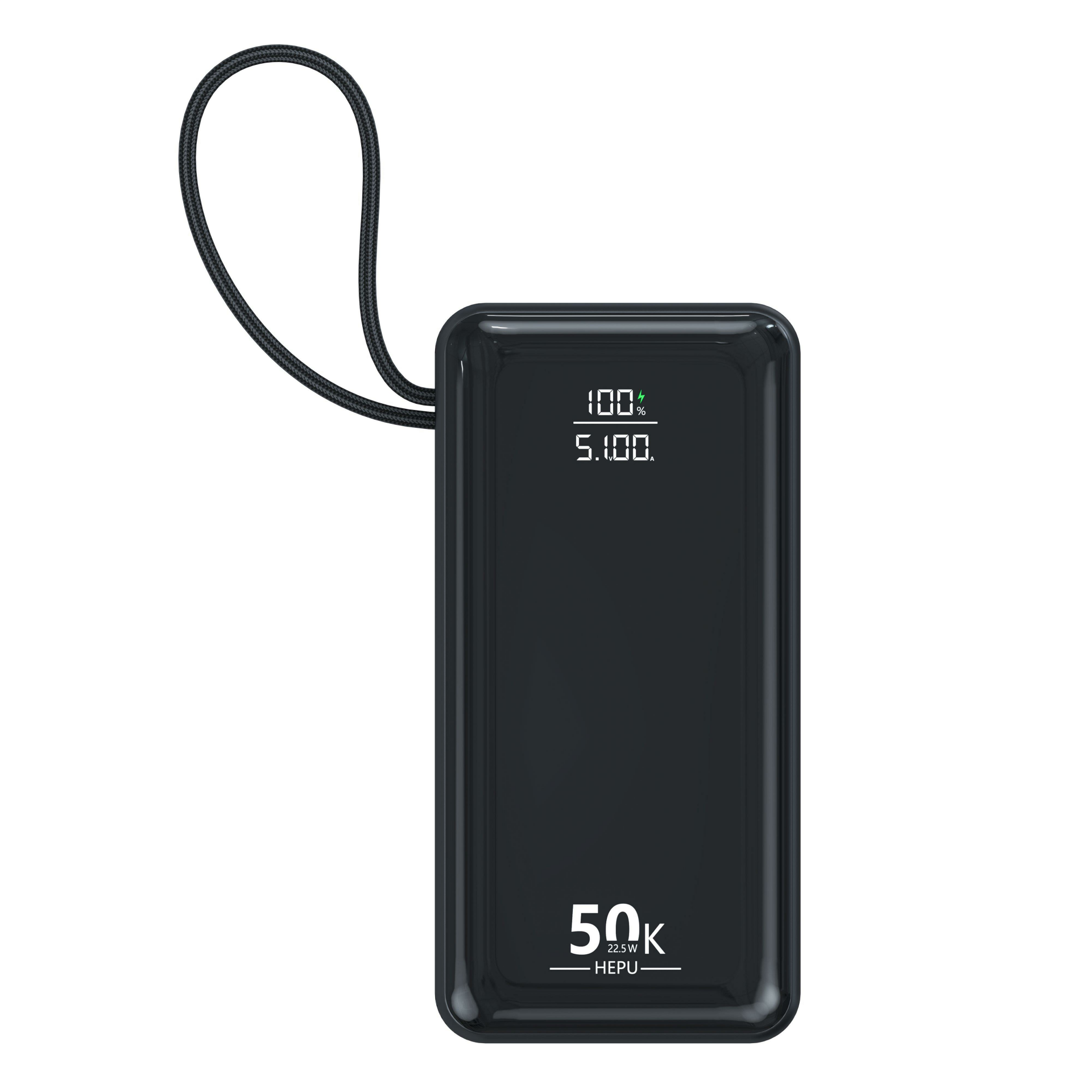 HEPU HP-255 50.000 mAh Süper Kapasiteli 22.5W PD Hızlı Şarjlı Powerbank – 3 Kablolu LED