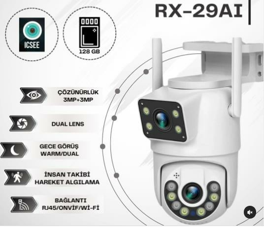 X5 TECH RX-29AI 3+3MP Wifi ÇİFT LENS FULL HD SESLİ IP KAMERA