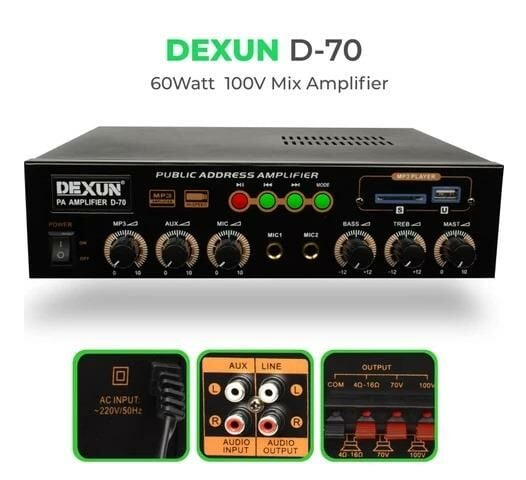 DEXUN D-70 TRAFOLU ANFİ 70 WATT BT+USB Lİ