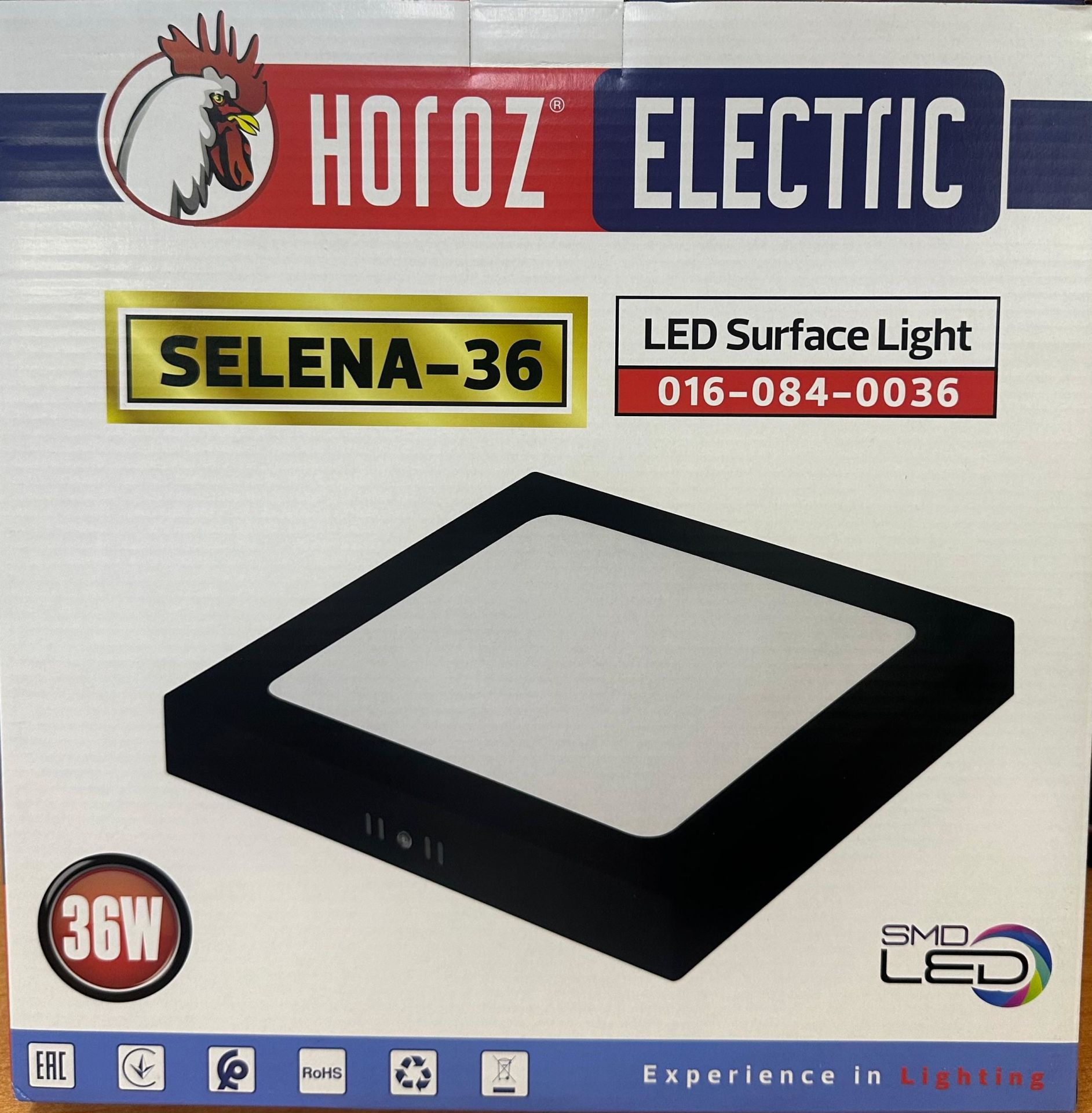 HOROZ LED PANEL 36 WATT SIVA ÜSTÜ GÜNIŞIĞI SİYAH KASA KARE 30X30 SELENA-36