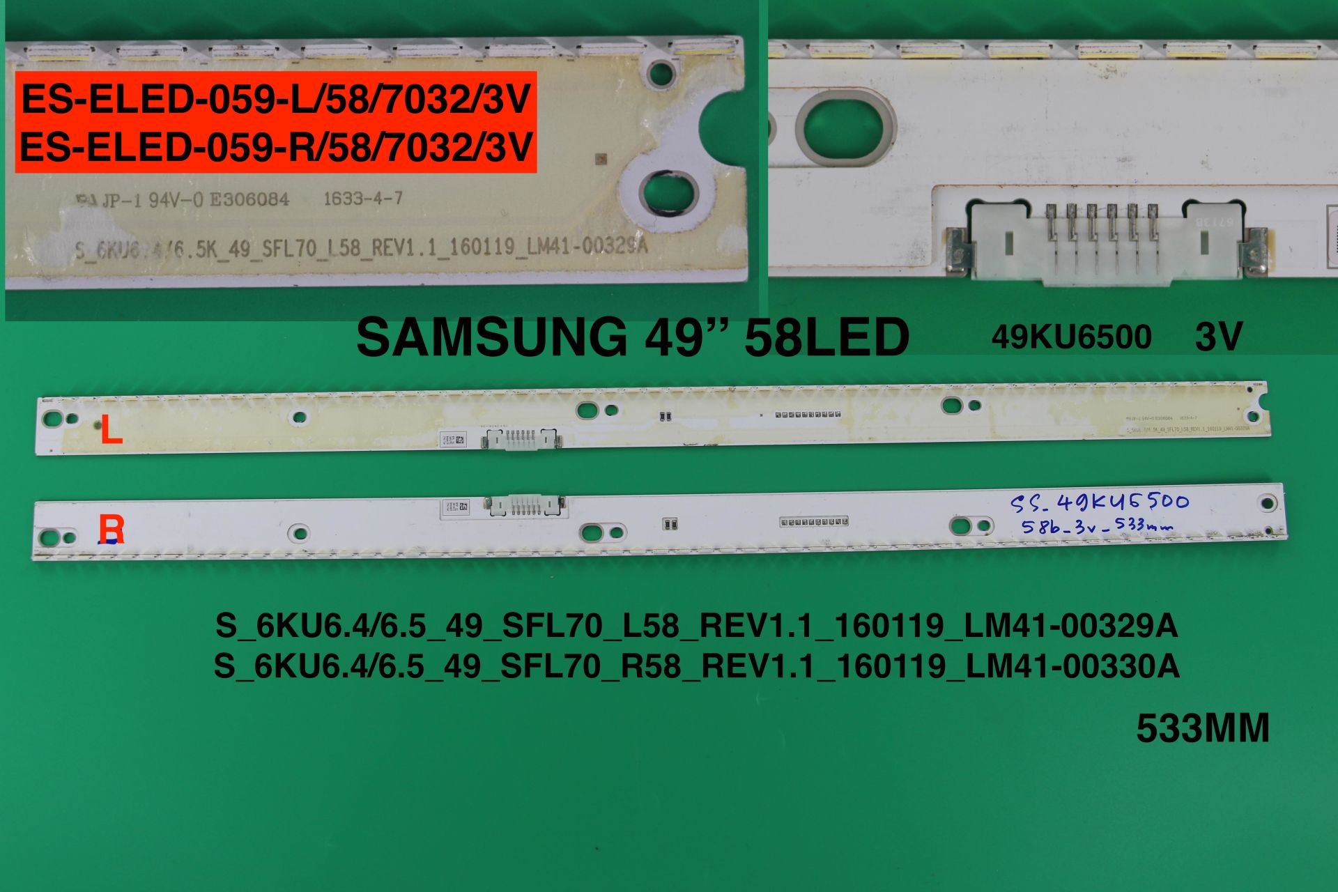 TV LED BAR -2116 2 Lİ ÇUBUK-49KU6500-UE49MU6500-UE49MU6459-UE49MU6455U-ELED-059-WİNKEL