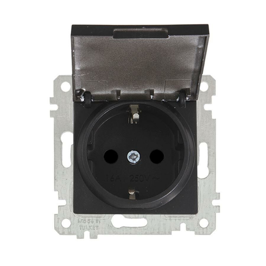 MUTLUSAN RİTA SIVA ALTI KAPAKLI TOPRAKLI PRİZ SİYAH - 22006100284