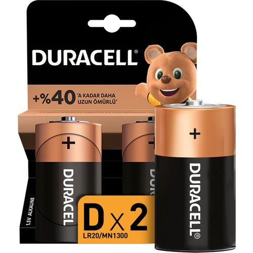 DURACELL BÜYÜK PİL -D BOY-LR20....2 Lİ KART