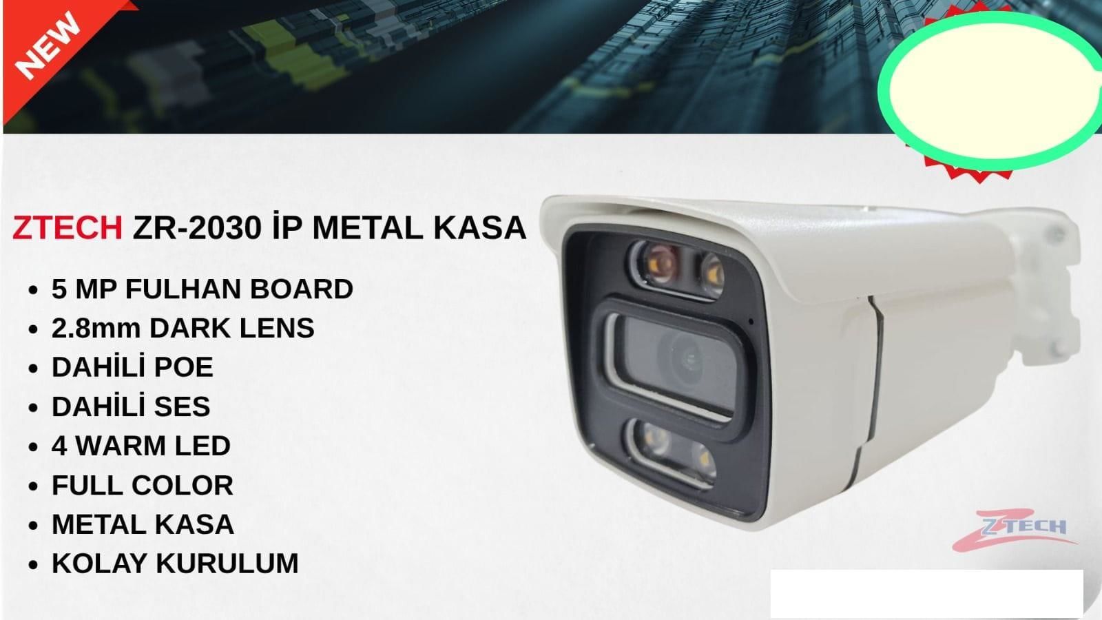 ZTECH ZR-2030 5MP 4WARMLED FULLCOLOR IŞIKLI + MİKROFON BULLET DIŞ MEKAN METAL IP KAMERA