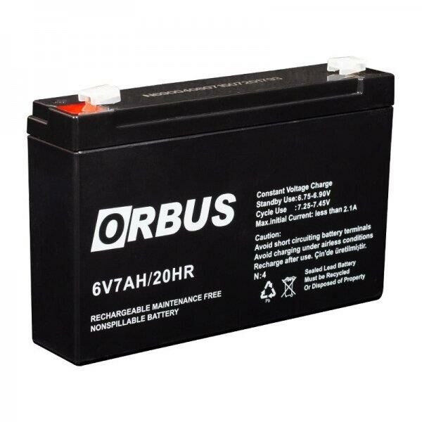 6 VOLT 7 AMPER AKÜ ORBUS-MUSTANG 150*34*94 mm-1110 GRAM