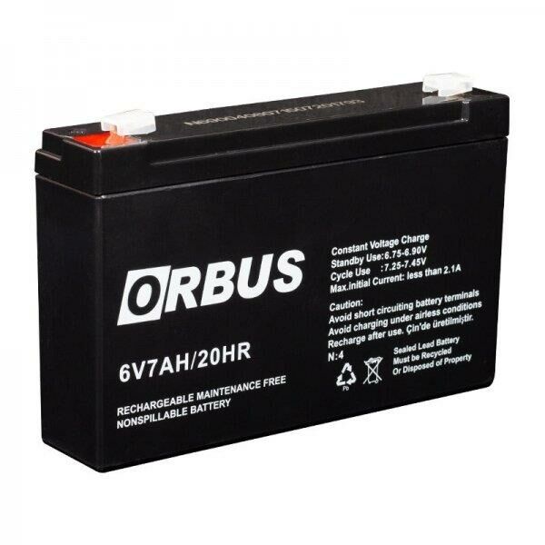 6 VOLT 7 AMPER AKÜ ORBUS-ÖLÇÜLER 150*34*94 mm.1,25 kg.