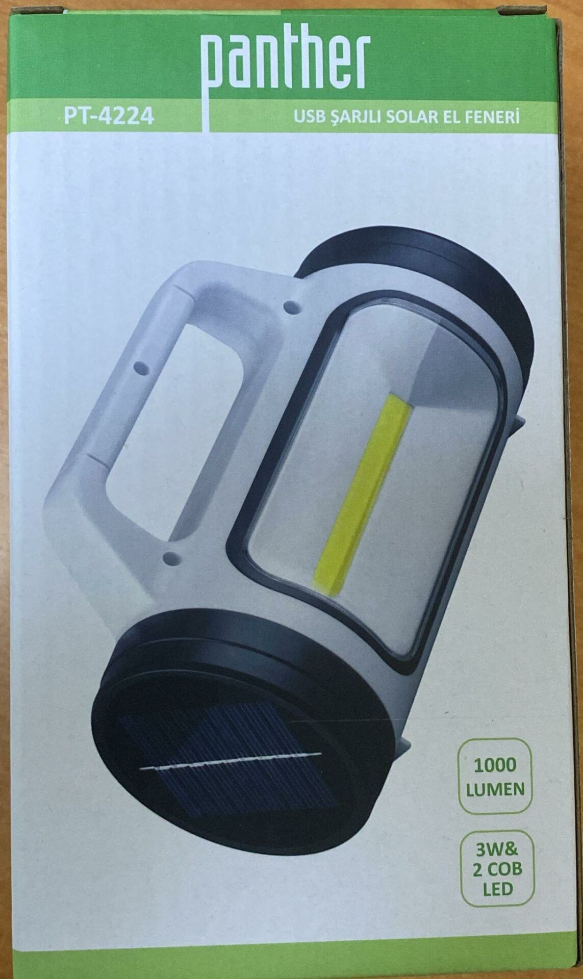 PANTHER PT-4224 USB ŞARJLI GÜNEŞ PANELLİ  EL FENERİ