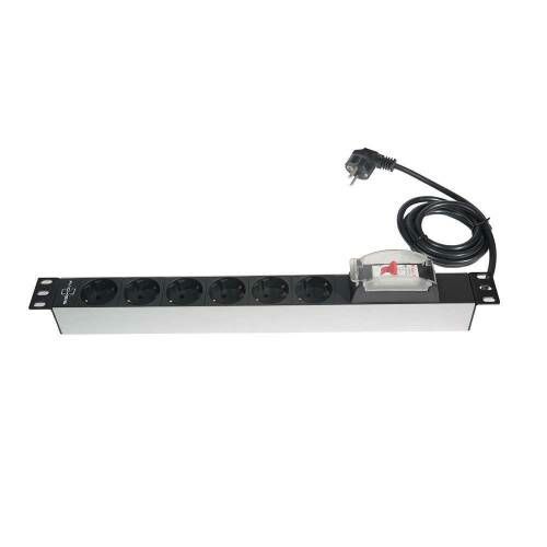 RACK KABİN PRİZİ ALİMİNYUM 6 LI SİGORTALI 2 METRE