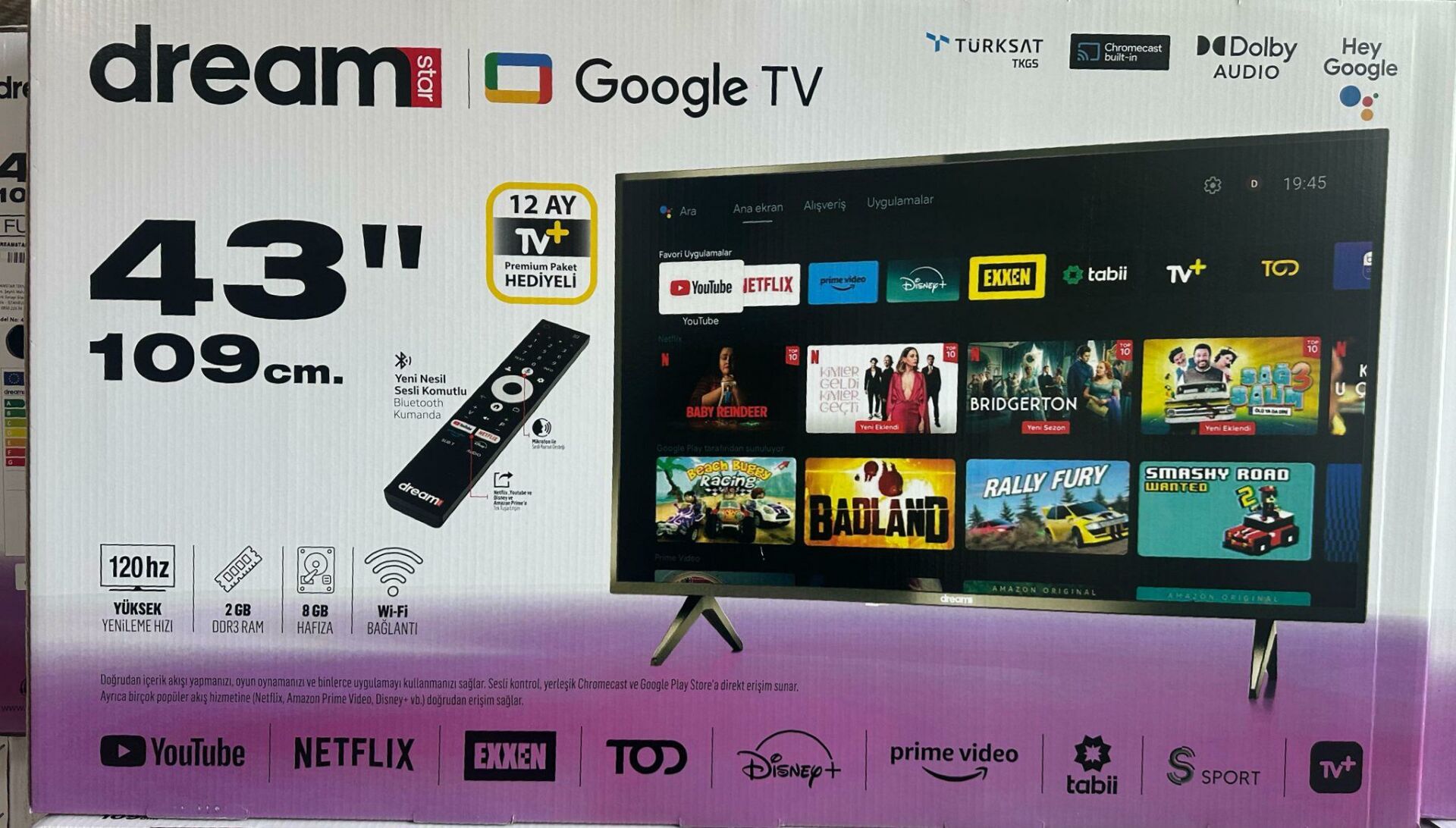 DREAMSTAR 43'' 109CM FULL HD SMART GOOGLE TV UYDULU LED TV