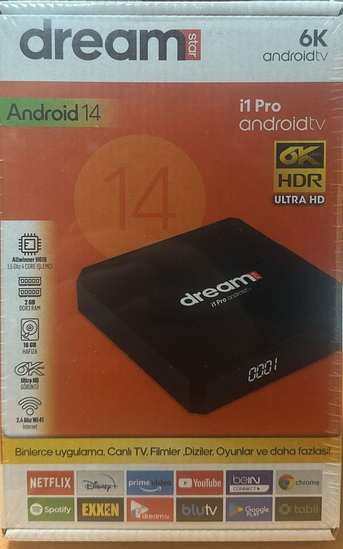 DREAMSTAR İ1 Pro ANDROID BOX 2GBRAM 16GB HAFIZA Wifi 6K