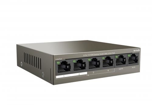 Tenda S106PC 6 Port 4 Port Poe+ 10/100 Mbps + 2 Port Uplink Switch Çelik Kasa Rack Mount