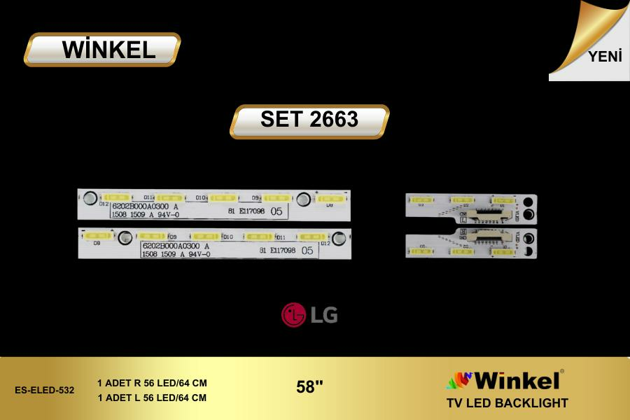 TV LED BAR -2663 2 Lİ ÇUBUK-56 LED 64 CM 58UH635V-ZA,6202B0009Z300-ELED532-WİNKEL