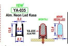 NEON LED KANALI ALİMİNYUM YA-035-DIŞTAN DIŞA 13,60X8,30MM 1 BOY 210 CM FİYATIDIR