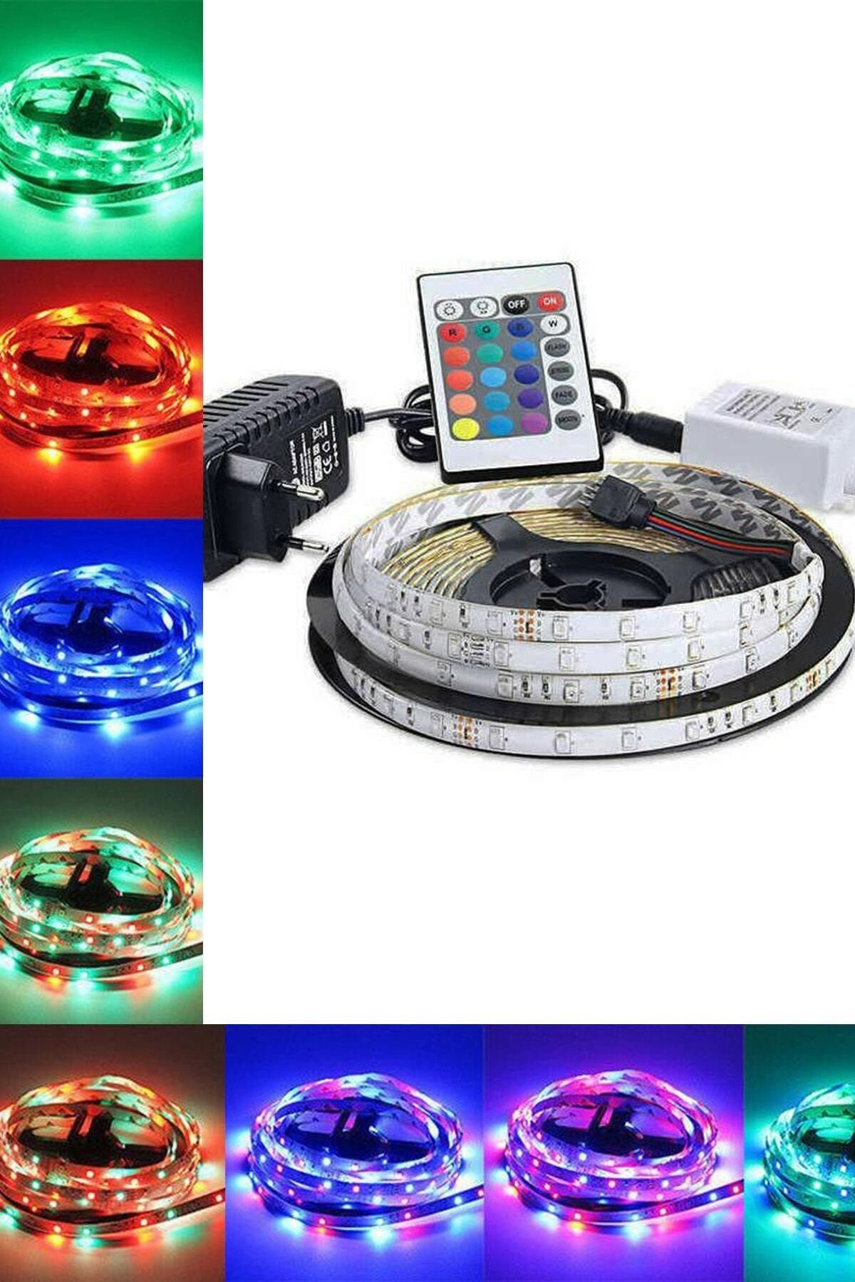 RGB ŞERİT LED SETİ ADAPTÖR KUMANDA DAHİL 5 METRE