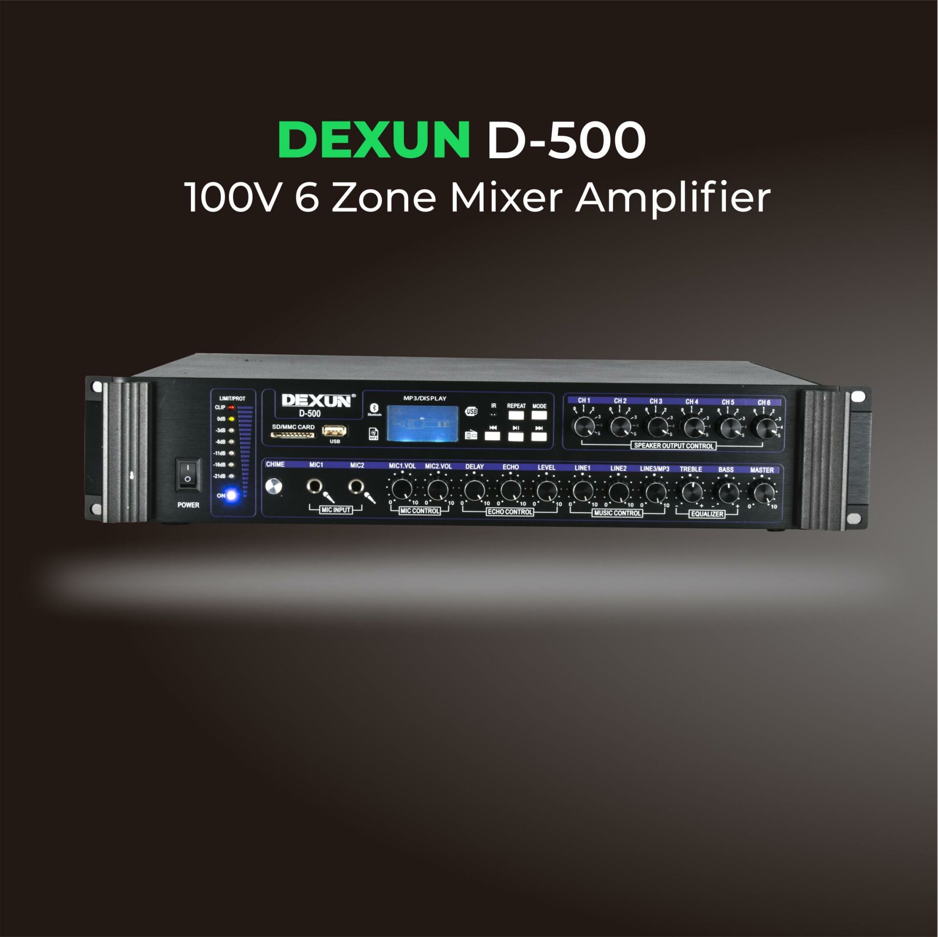 DEXUN D-500--700 W BT-USB HAT TRAFOLU 6 BÖLGELİ ANFİ