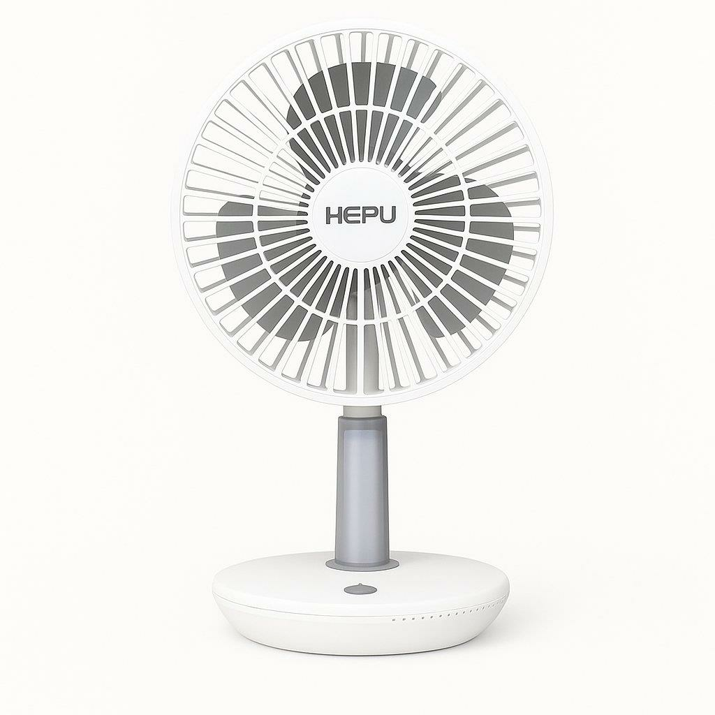 HEPU HP-F880 Masaüstü Işıklı Kablosuz Fan – 4000mAh (2x2000mAh) Batarya, LED Gece Lambası