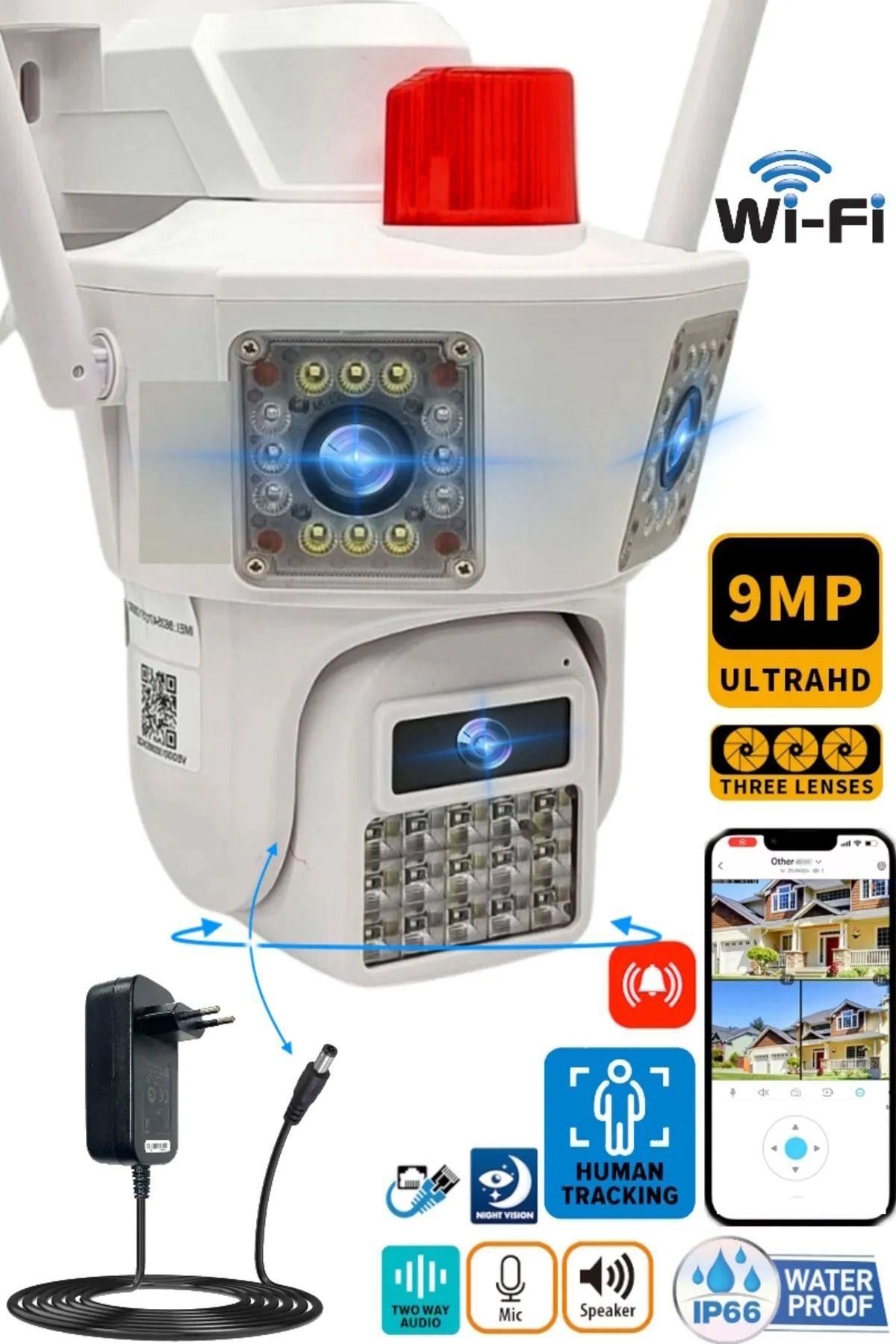 O-KAM-3033 6MP 3 Lens Wifi Kamera Köşeler Lens + 360Kamera 3+3+3MP