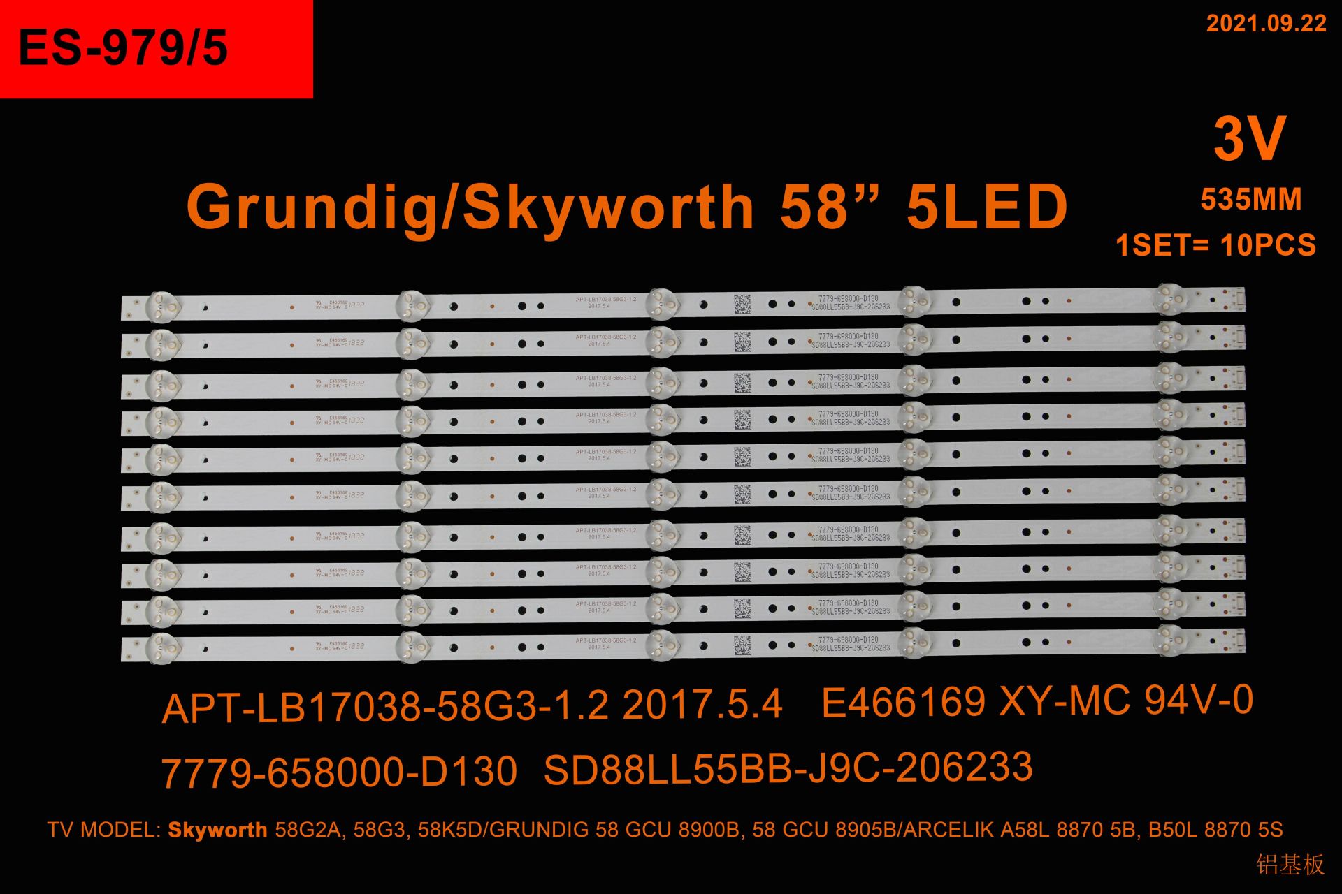 TV LED BAR -2307 TAKIM 10 LU-58GCU8900B-A58L8870-ES-979-WİNKEL