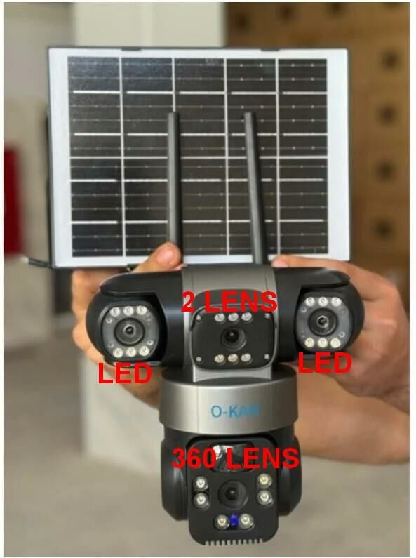 O-KAM-6060 4G SİM KARTLI Solar 6MP PTZ 2 LENS 3 GÖRÜNTÜ - ORTA 2 LENS + 360 HAREKETLİ LENS