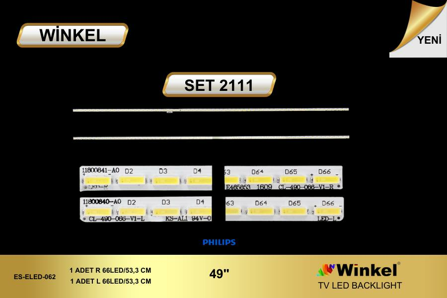 TV LED BAR -2111 2 Lİ ÇUBUK-49PUS7101 CL-490-066-V1-L 66LED-49PUS7181-WİNKEL