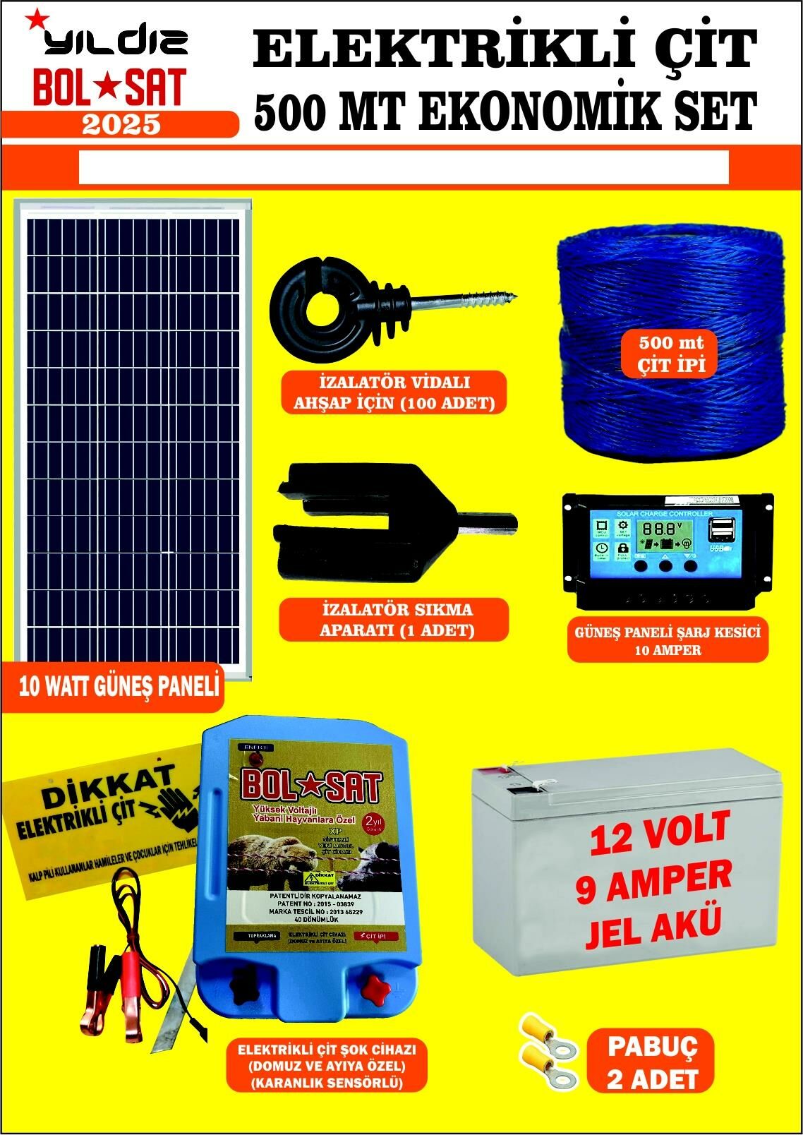 ELEKTRİKLİ ÇİT SETİ DOMUZ VE AYI İÇİN 500 MT LİK EKONOMİK PAKET