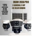 O-KAM 3936 4G SİM KARTLI Solar 3+3+3 - 9MP PTZ 3 Lens Köşeler Ayarlı Kamera