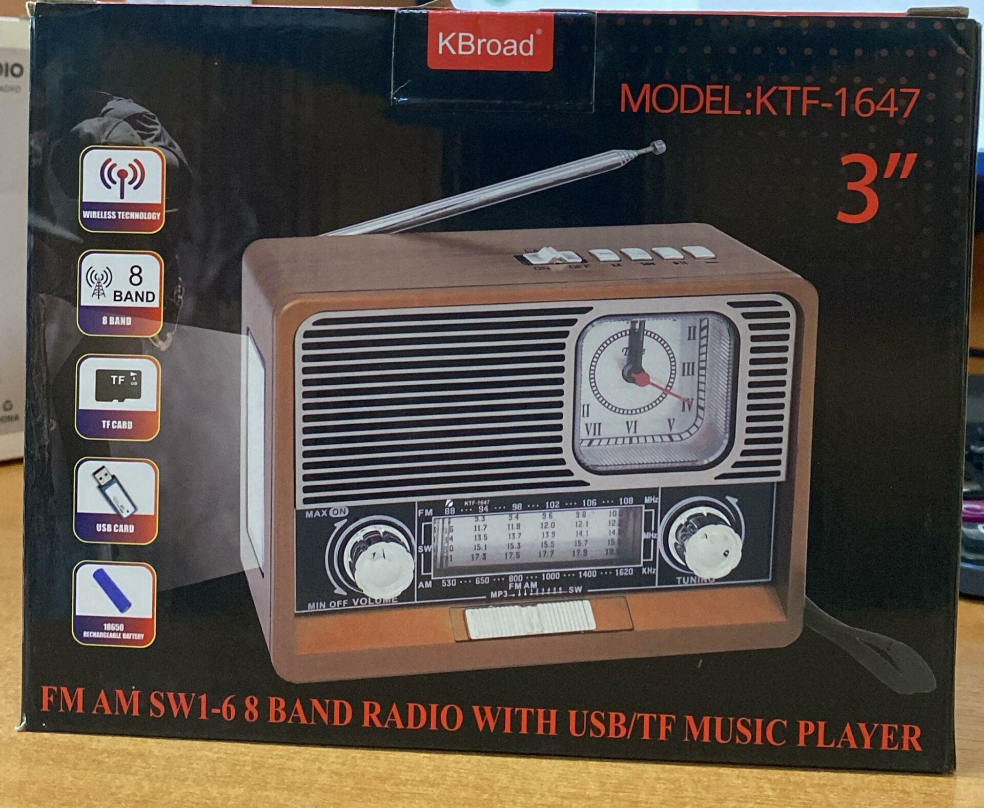 KBROAD KTF-1647 NOSTALJİK RADYO BLUETOOTH USB MİCROSD