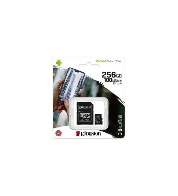 Kingston 256GB MicroSd Canvas Select Plus 100R A1 C10 Card + ADP Hafıza Kartı