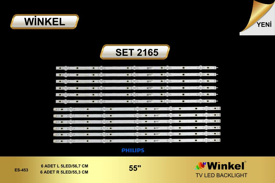TV LED BAR 2165-TAKIM 12 Lİ-55pus6262,55pus6412,55pus7303,55pus6703-WİNKEL