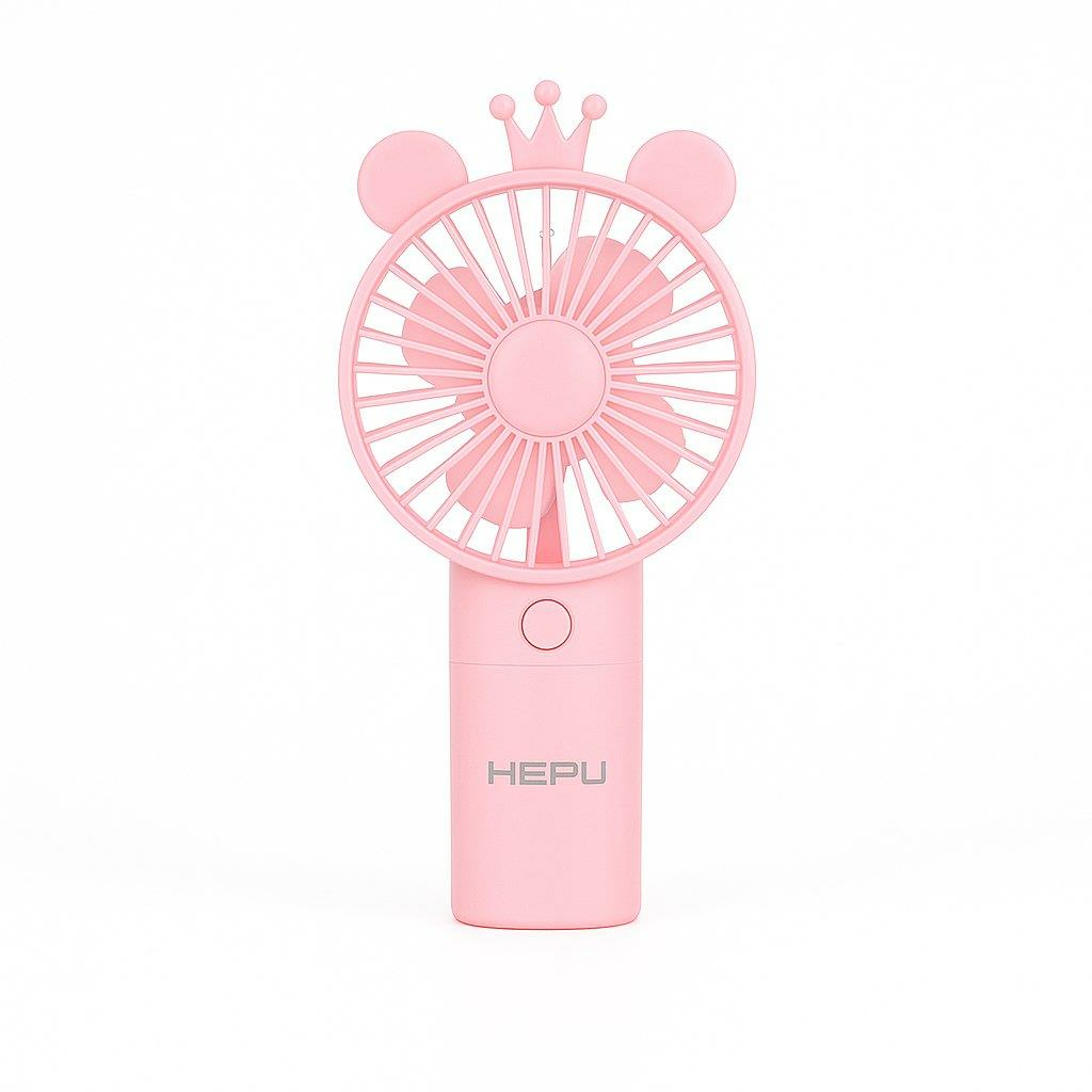 HEPU HP-F05 USB Şarjlı El Tipi Mini Fan – Taç Figürlü Sevimli Tasarım, Hafif ve Taşınabili