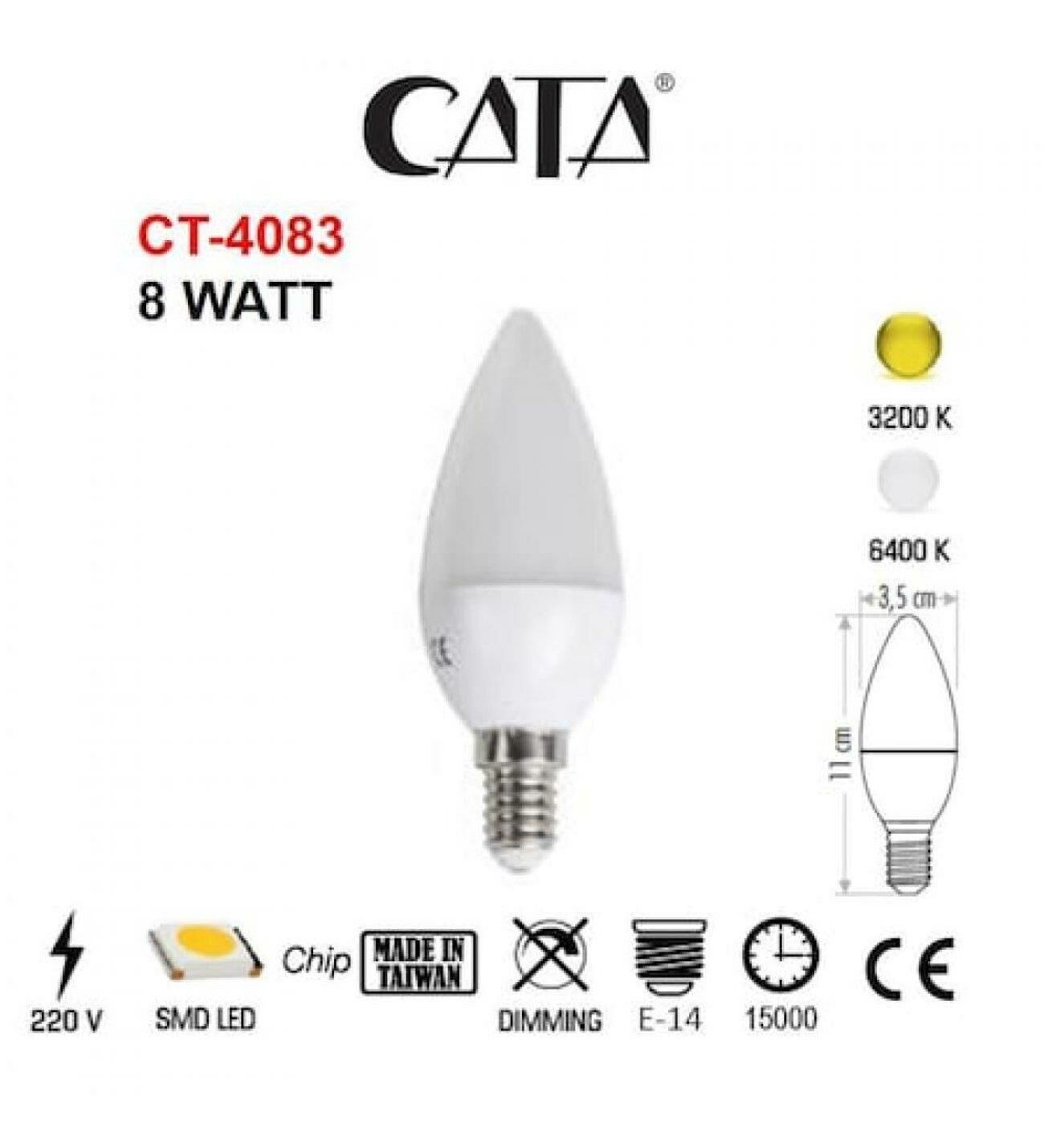 CATA CT-4083 8 WATT LED MUM AMPUL E14 GÜNIŞIĞI