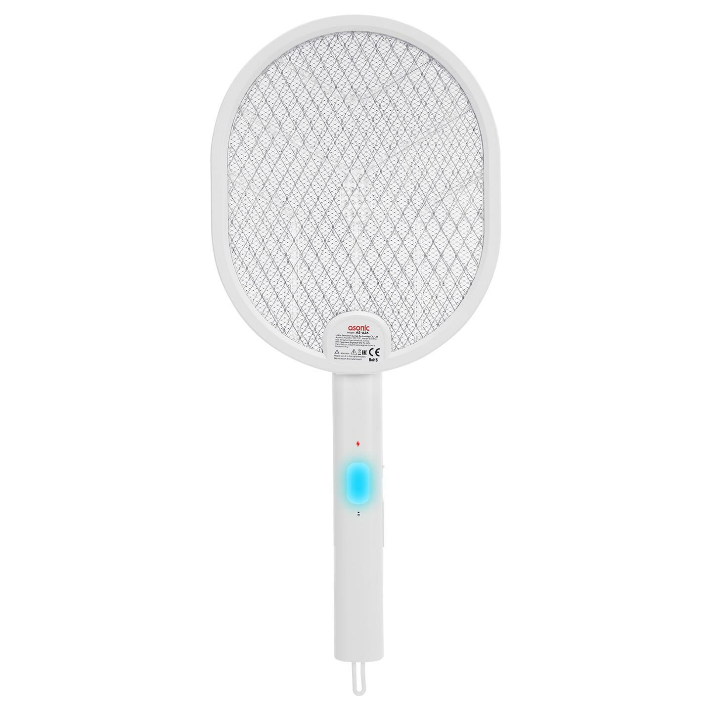 Asonic AS-A26 Beyaz 1200mAh 3000V Çıkış UV Işıklı Şarjli Katlanabilir Askılı Raket Sinek