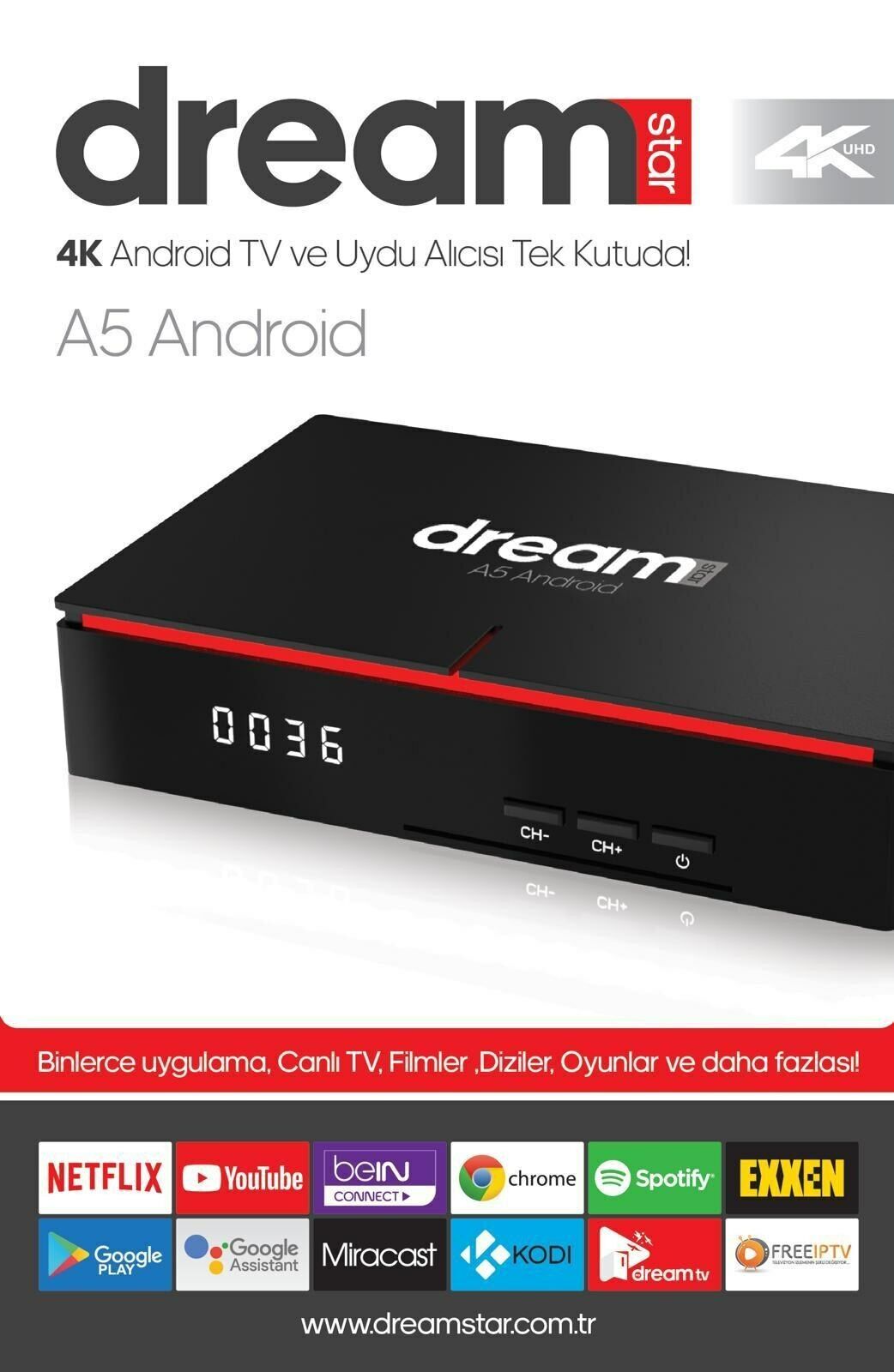 DREAMSTAR A5 4K ANDROID UYDULU BOX 2GBRAM 16GB HAFIZA YENİ NESİL