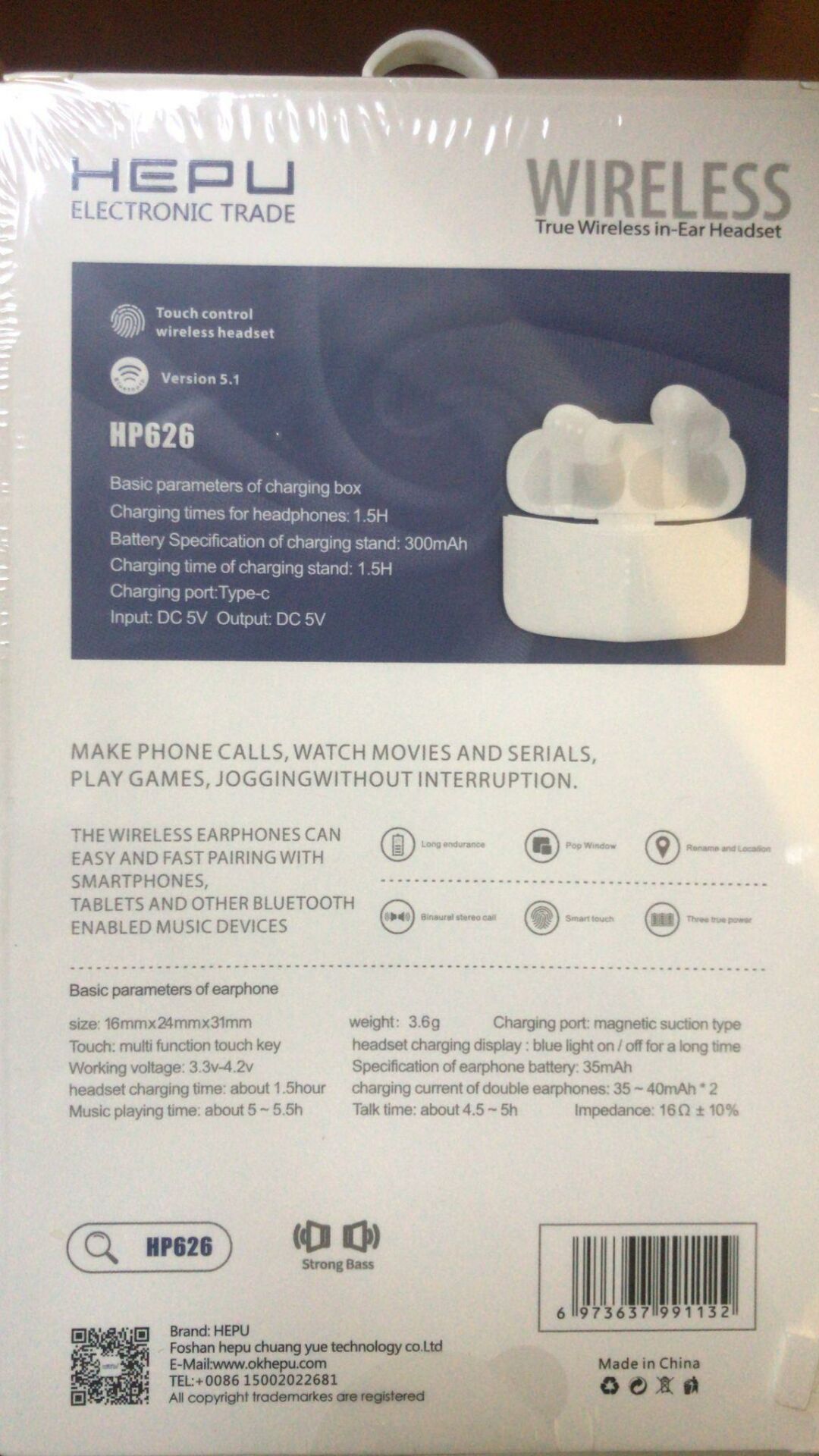 HEPU HP626 TRUE WIRELESS ŞARJLI KUTULU BLUETOOTH KULAKLIK