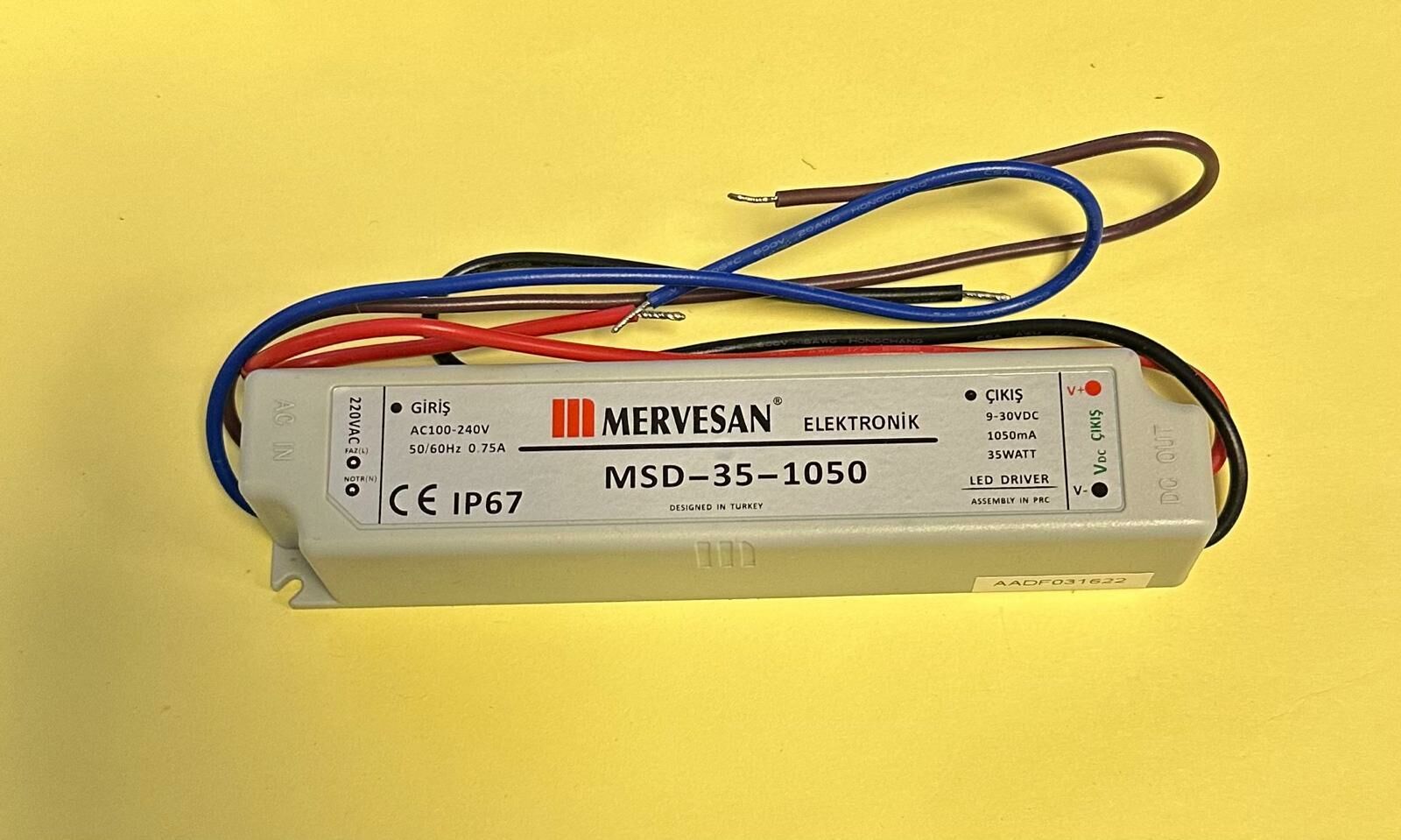 MERVESAN MSD-35-1050MA ÇIKIŞ 9-30 VOLT IP 67 LED TRAFOSU