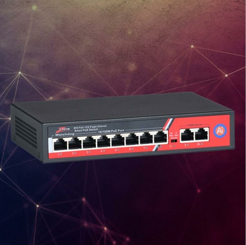 ZTECH ZR-1008G 8+2 POE SWİTCH 125WATT 8 PORT POE + 2 PORT UPLİNK