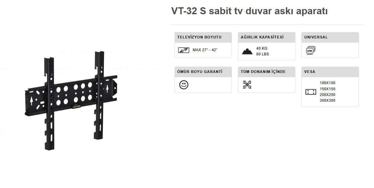 TV ASKI APARATI 27-42 İNÇ SABİT 10X40 CM VONTECH VT 32S