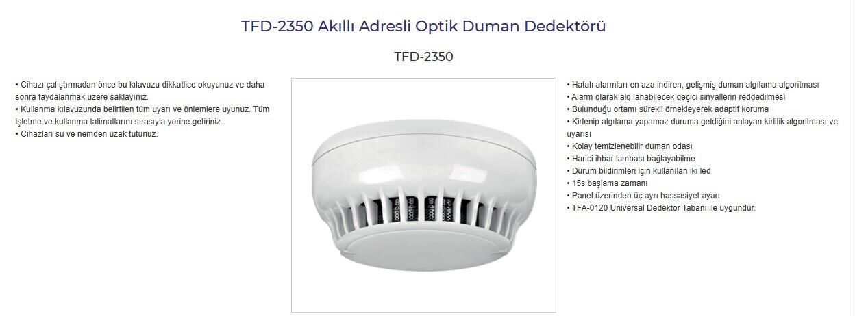 TEKNİM TFD-2350 AKILLI ADRESLİ OPTİK DUMAN DEDEKTÖRÜ TABAN HARİÇ