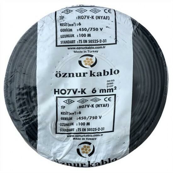 NYAF KABLO 1X6 LIK SİYAH ÖZNUR-HES 1 MT FİYATIDIR