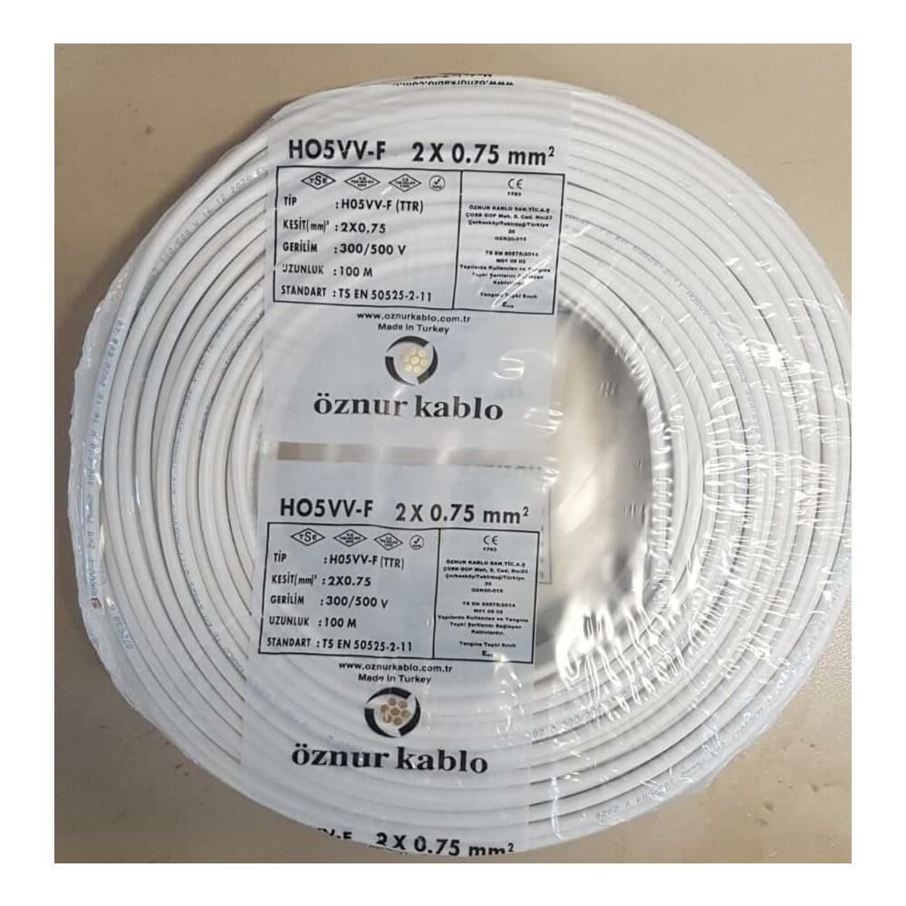 TTR KABLO 2X0,75 BEYAZ ÖZNUR-HES 1 MT FİYATIDIR