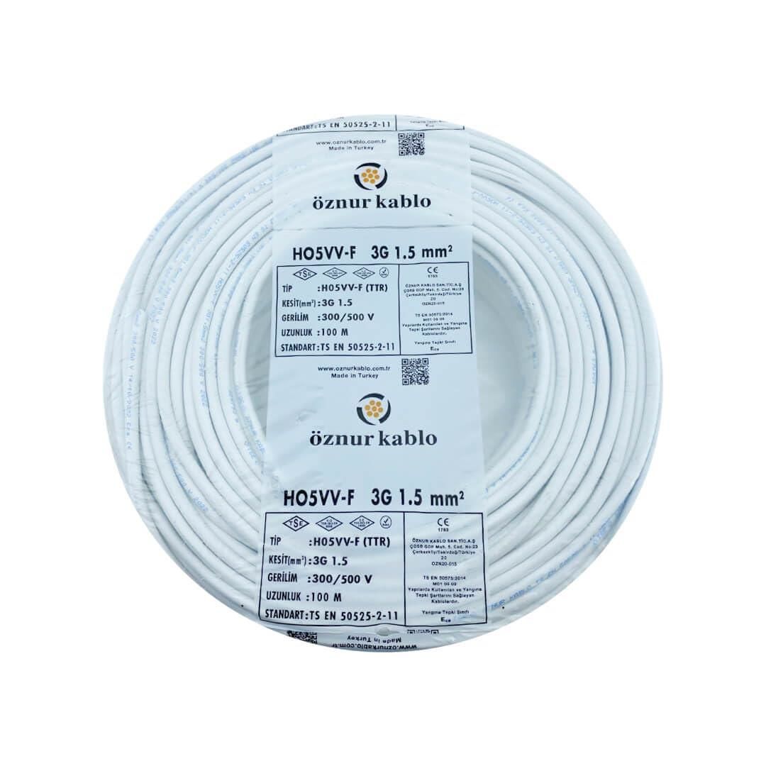 TTR KABLO 3X1.5 BEYAZ ÖZNUR 1 MT FİYATIDIR