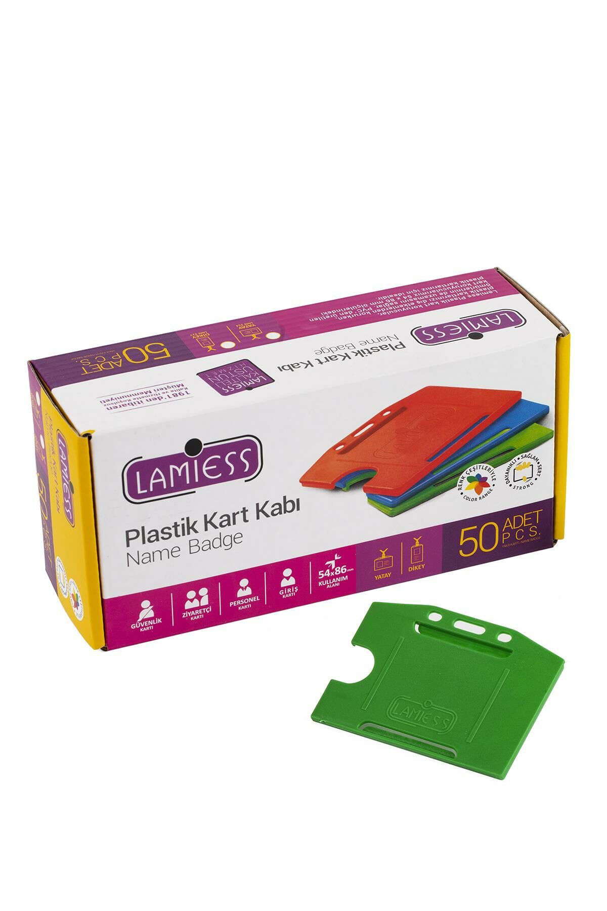 Lamiess  Lms 214 Yatay Plastik Kart Kabı Yeşil 50'Li