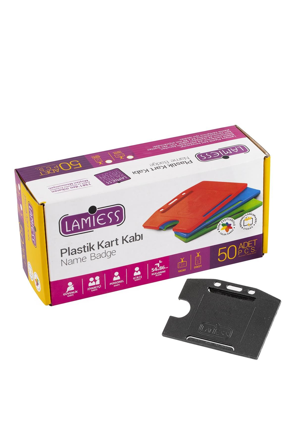 Lamiess  Lms 214 Yatay Plastik Kart Kabı Siyah 50'Li