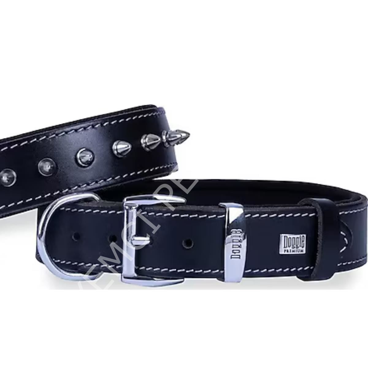 DOGGİE KONFOR DERİ ÇİVİLİ BOYUN TASMASI SİYAH 3,5X52-60CM