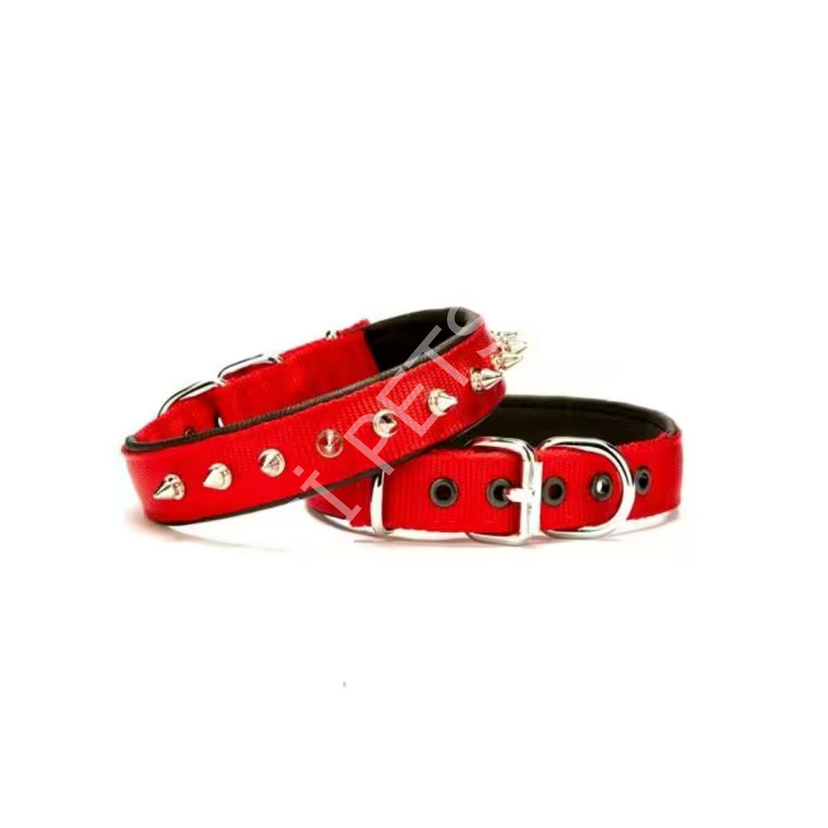 DOGGİE KONFOR DOKUMA ÇİVİLİ BOYUN TASMASI KIRMIZI 3X42-50CM