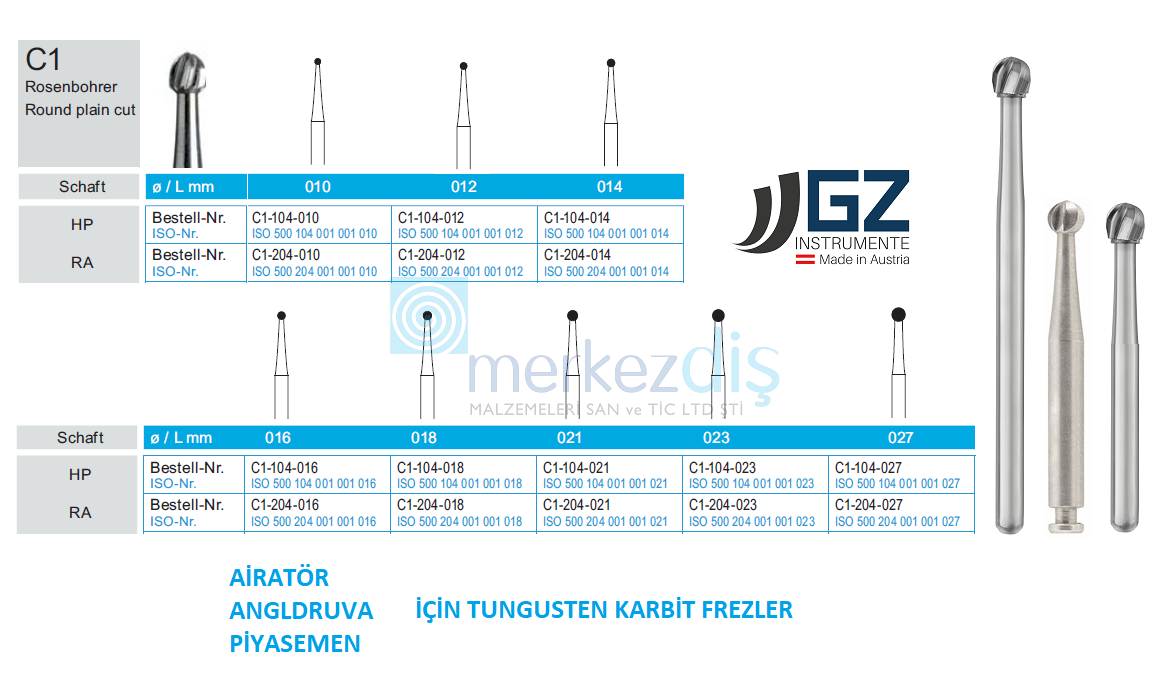 G&Z Piyasemen İçin Tungusten Ront Frezler 5 li